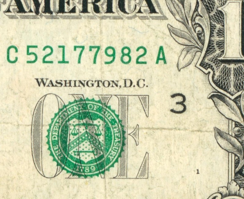 *WEB PRESS NOTE* (EXPERIMENTAL) $1 1993 Plate #1/9 Federal Reserve Note