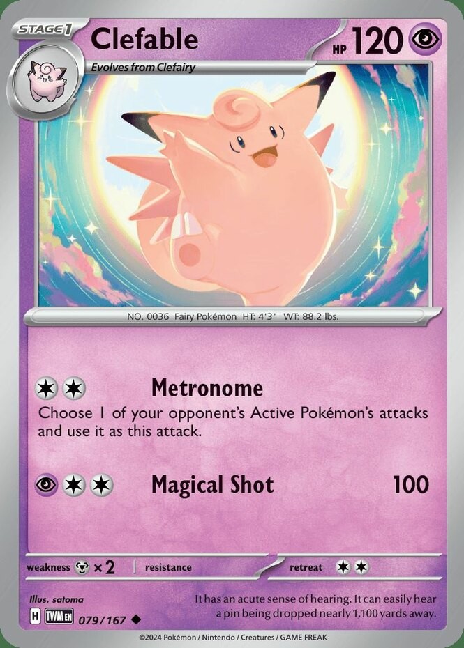 Clefable - 079/167 - Uncommon - Reverse Holo (Near Mint) Twilight Masquerade - P