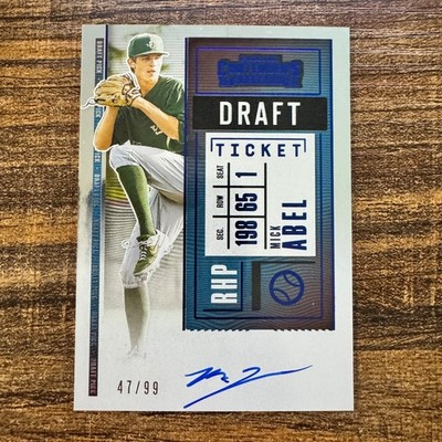 2020 Panini Contenders Mick Abel #DPT-MA Draft Ticket Blue Auto #47/99 MIN Twins