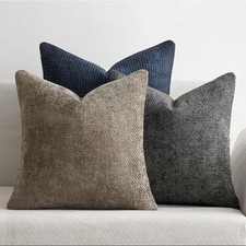 MIULEE Pack of 3 Couch Throw Pillow Covers 18x18 Inch Neutral Navy/Grey Soft Dec