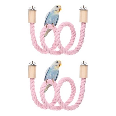2 Stück Vogelschaukel Seil Sitzstange für Vogelstand 81 cm Pink