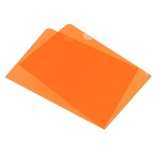 12pcs L Type Folders A5 Plastic Clear Paper Document Jacket Pocket Orange