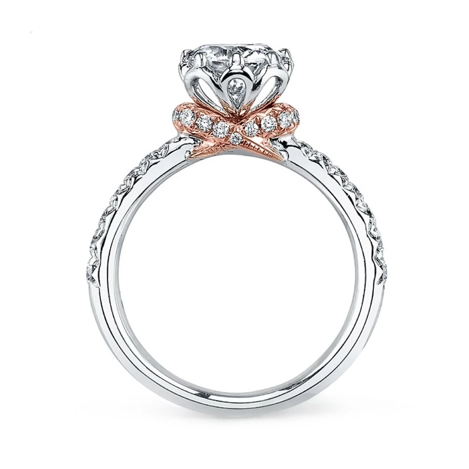 Engagement Ring 0.50 Ct Diamond Round Cut Setting 14k Multi Tone Gold Semi Mount - Image 4 of 4