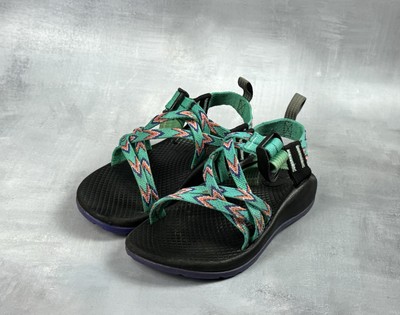 CHACO ZX1 Ecotread Classic Sandals Mint Leaf Green Purple Youth Girl Size 12