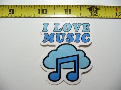I LOVE MUSIC CLOUD SMALL STICKER DECAL SONGS BAND FAN APPRECIATION
