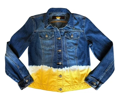Vintage TODD OLDHAM Jeans Denim Jacket Dip Dye Yellow Ombre 90s Size Medium - Image 1 of 4