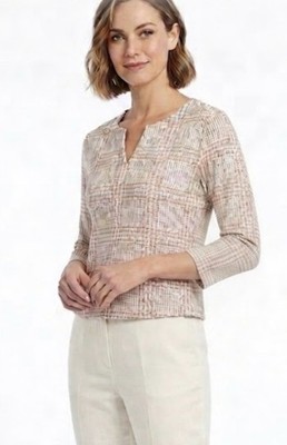 J McLaughlin Sophia Houndstooth Plaid Shirt. Size Medium. Preppy Classic Stretch