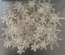 Lot of 42 Crochet Snowflake Christmas Ornaments Handcrafted 2.5  - 6  FREE SHIP