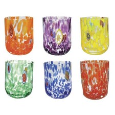 BRANDANI Bicchiere Pavone Colori Assortiti Set 6 Pezzi Vetro 400ml