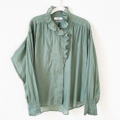 Isabel Marant Étoile Pamias Blouse Verdigris Size 40 FR / 8 US Ruffle Peasant