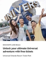 Two (2) Tickets Universal Orlando 1 Day Park-to-Park Hopper, 2 Parks