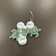 Turtle  Family of 3 Personalized Christmas Ornament