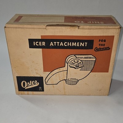 Oster 435B Icer Attachment for Osterizer Mid-Century Modern Beige Green Silver