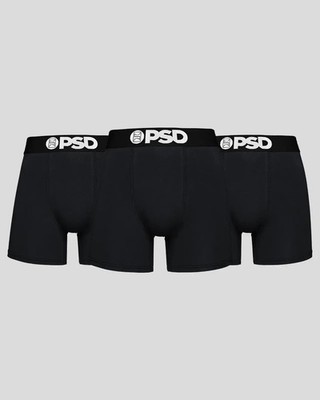 PSD Herren 3er Pack Cotton Stretch Boxershorts - Schwarz 5''