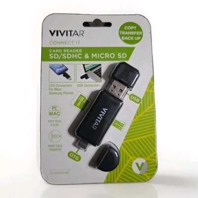 Vivitar USB OTG Card Reader SD SDHC MicroSD Universal VIV-CR-46N Sealed