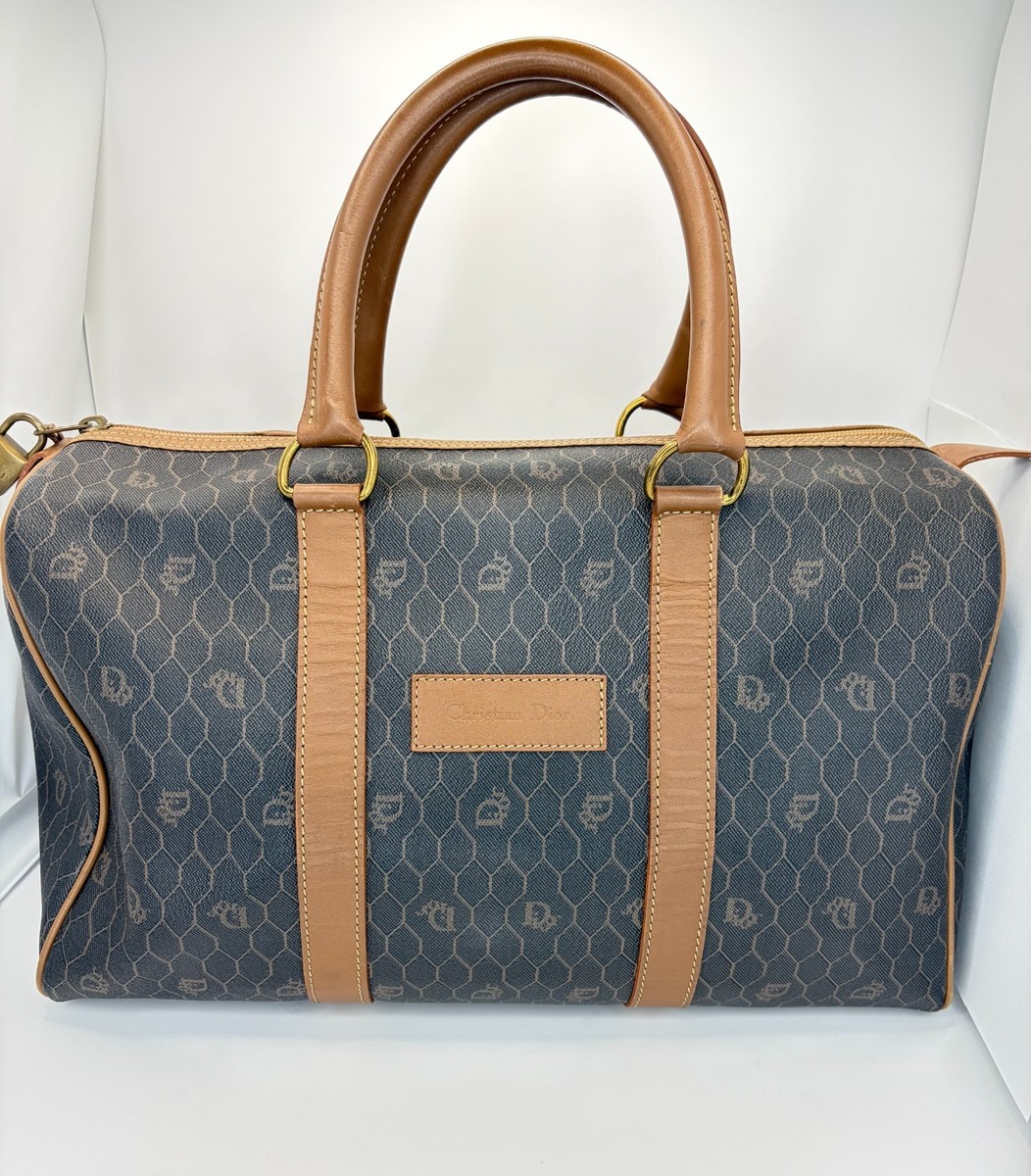 CHRISTIAN DIOR Vintage Honeycomb Monogram Boston Travel Bag