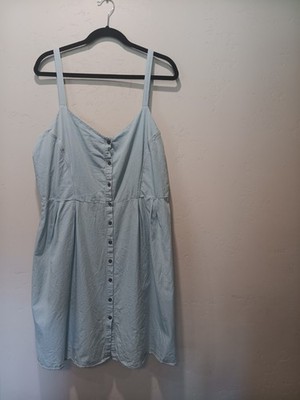 Old Navy Womens Chambray Button-Front Fit & Flare Cami Dress Sz XL Boho Western