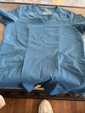Adar Pro Modern Athletic Women V-Neck Scrub Top XS Teal Green EUC