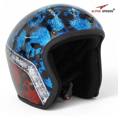 Alpha Speeds Motorcycle Helmet Super Flake Biker Helmets Fibreglass Helmet Custom Helmet