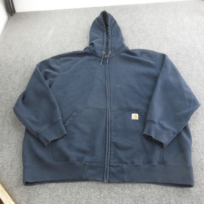 Carhartt Hoodie Sweatshirt Mens 4XL Blue Rain Defender Full Zip Fleece Workwear