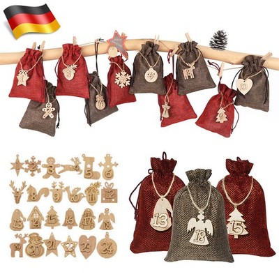 24Stück Adventskalender zum Befüllen Weihnachtskalender Weihnachten Säckchen DHL