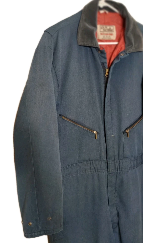 Vintage Walls Blizzard Pruf Insulated Coveralls XL Blue ZipLeg Heavyweight USA - Image 3 of 4
