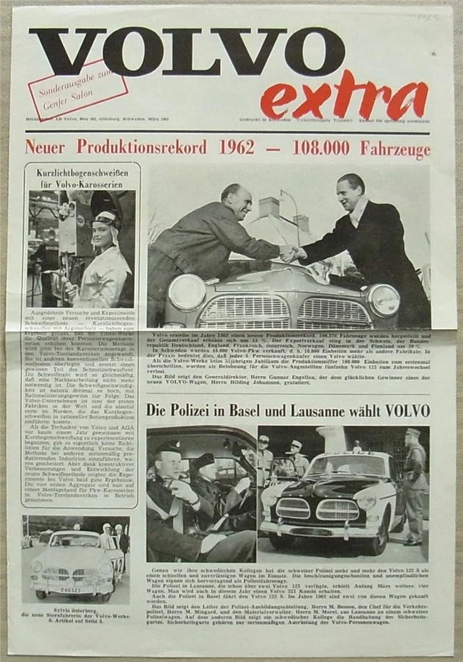 VOLVO EXTRA Car Publicity Magazine for Owners Enthusiasts 1963 German Text - Image 1 of 3