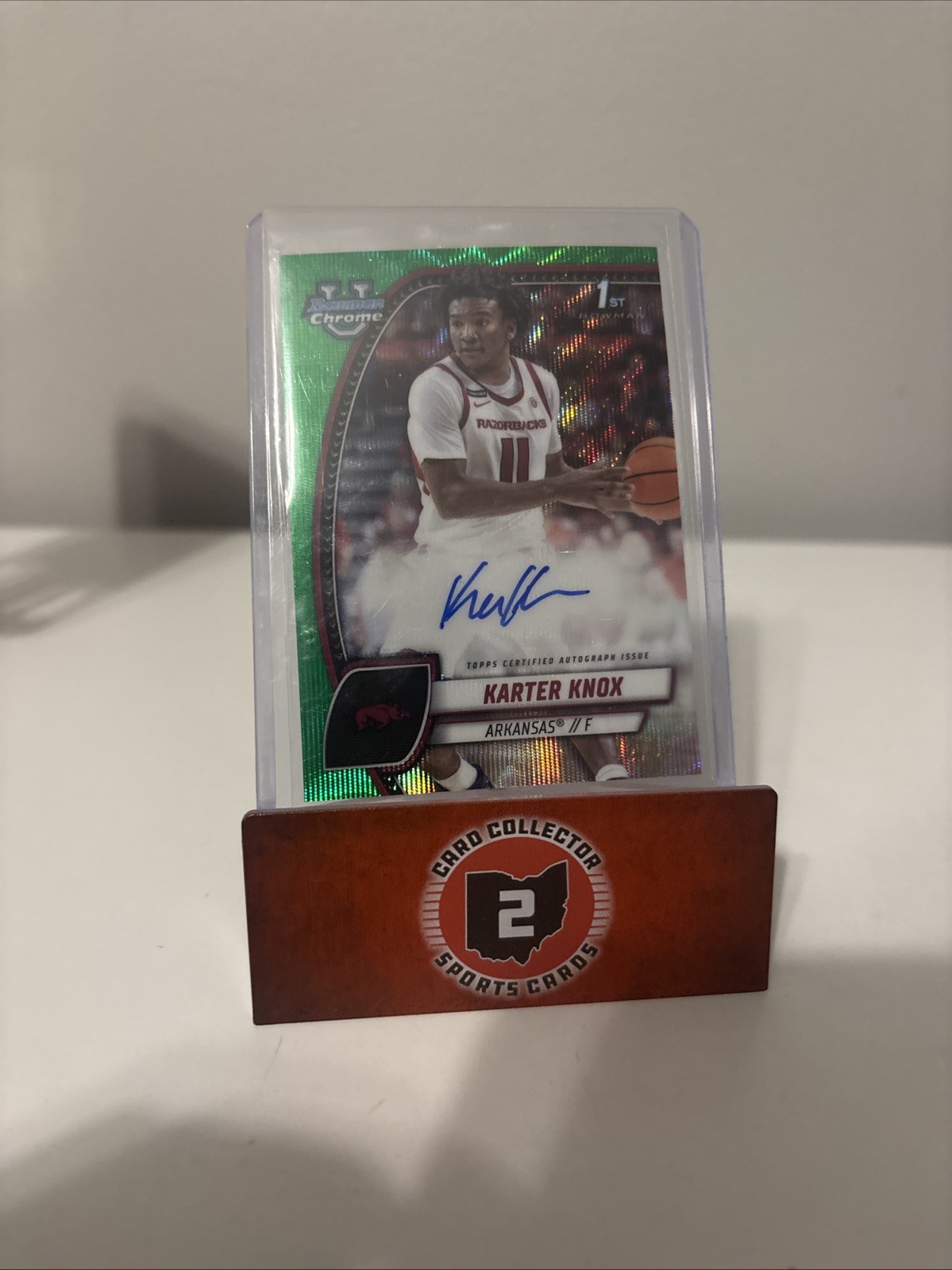 2024-25 Bowman Chrome University Karter Knox #41 Auto Green Shimmer 1st RC