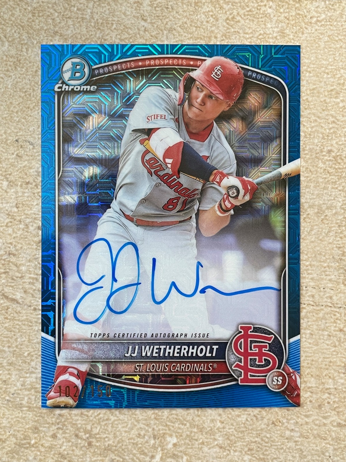 2025 Bowman Chrome Mega Box JJ Wetherholt  Blue Mojo Refractor Auto /150