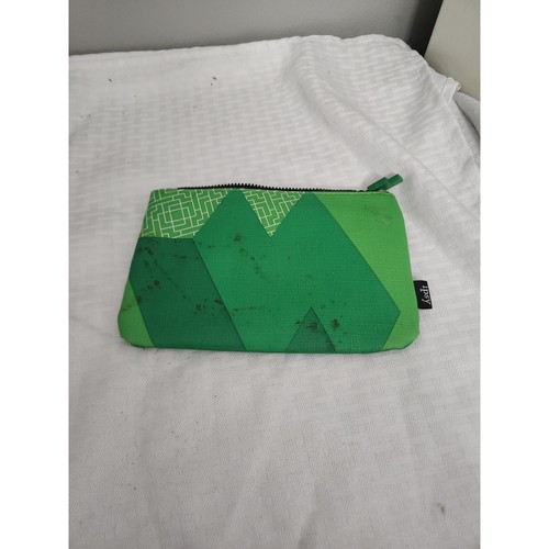 Ipsy x Tetris Makeup Bag Green Geometric Zipper Pouch Cosmetic Travel Case