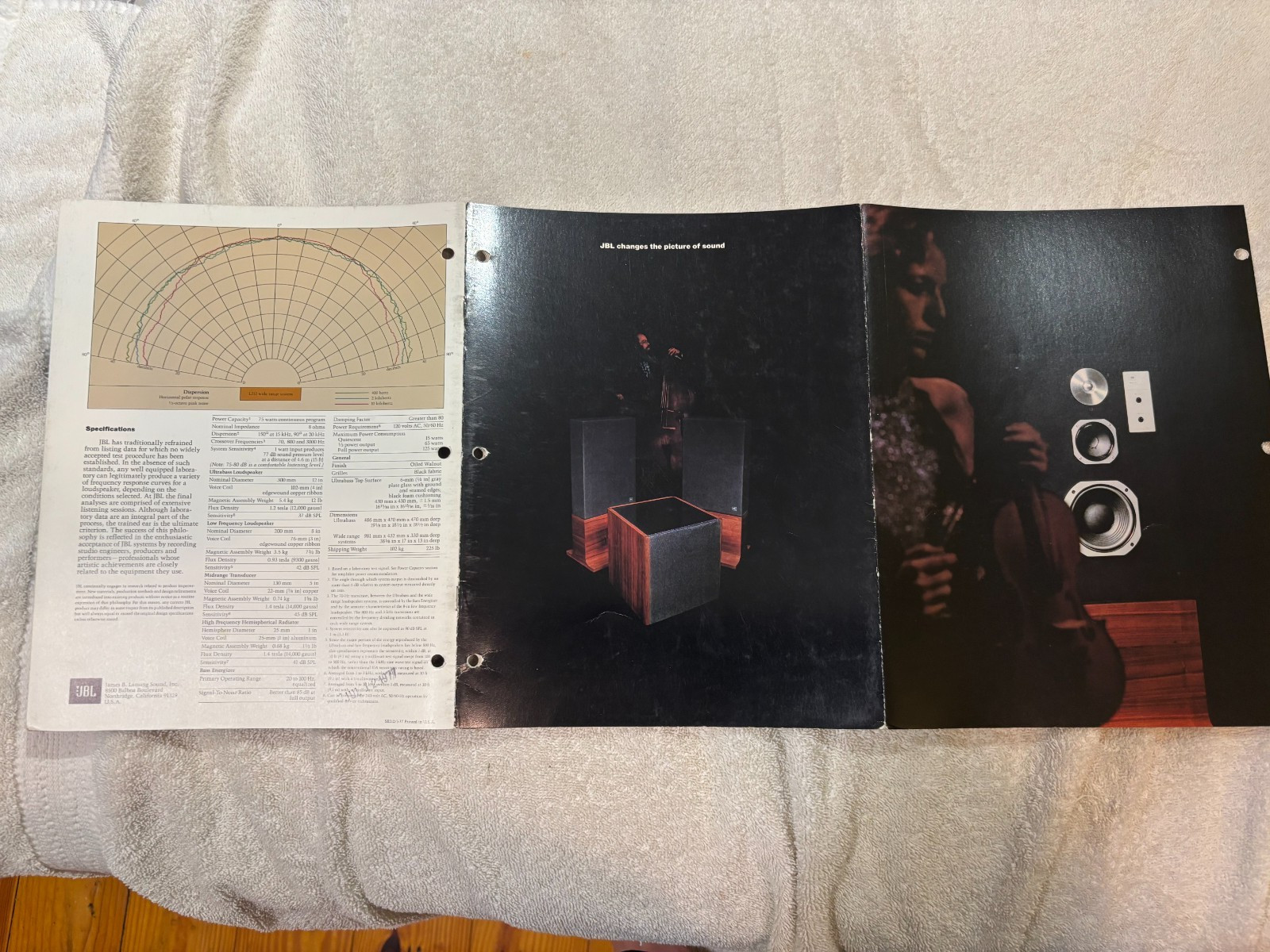 ORIGINAL JBL SALES BROCHURE FLYER TECHNICAL DATA SALESMAN L212 MONITOR  SPEAKER