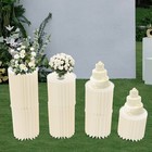7Pcs Foldable Paper Column Display Stands for Wedding Dessert Flower White