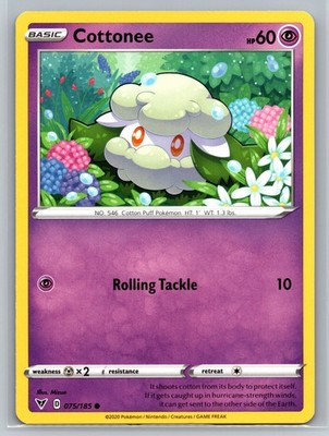 Cottonee 075/185 Vivid Voltage Pokemon Card Psychic Type Rolling Tackle Fairy