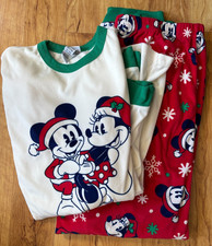 Disney Mickey Mouse 2 Piece Pajama Set Women Sz Large EUC Soft Christmas Holiday