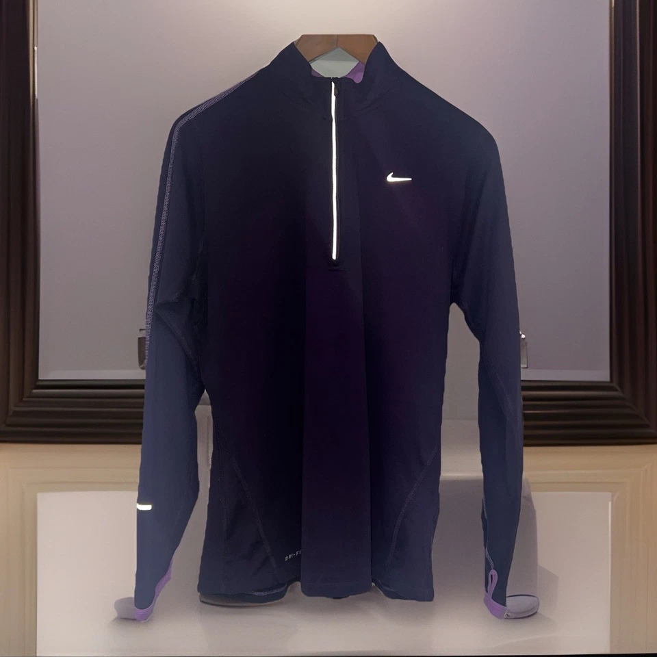 Paquete Nike para mujer: 2 camisas de correr con capucha púrpura/verde talla XL Foto 2 de 4