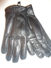 Men's Isotoner Genuine Leather Gloves,Black, Medium