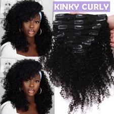 Clip In Human Hair Extensions 4B 4C Afro Kinky Curly Brazilian Remy Double Wefts