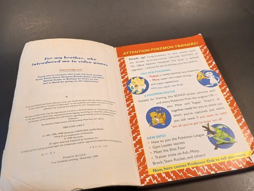 Le Manuel Pokemon Officiel Édition Collector Deluxe 1999 avec Poster - Photo 9/11