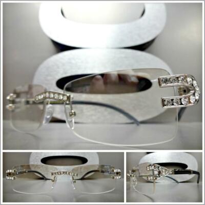 Classy Elegant Sophisticated Hip Hop Rapper Clear Lens SUN GLASSES Rimless Frame