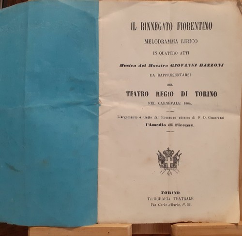 Libretto d'opera "Il rinnegato Fiorentino" Teatro Regio diTorino 1864 - Picture 2 of 2