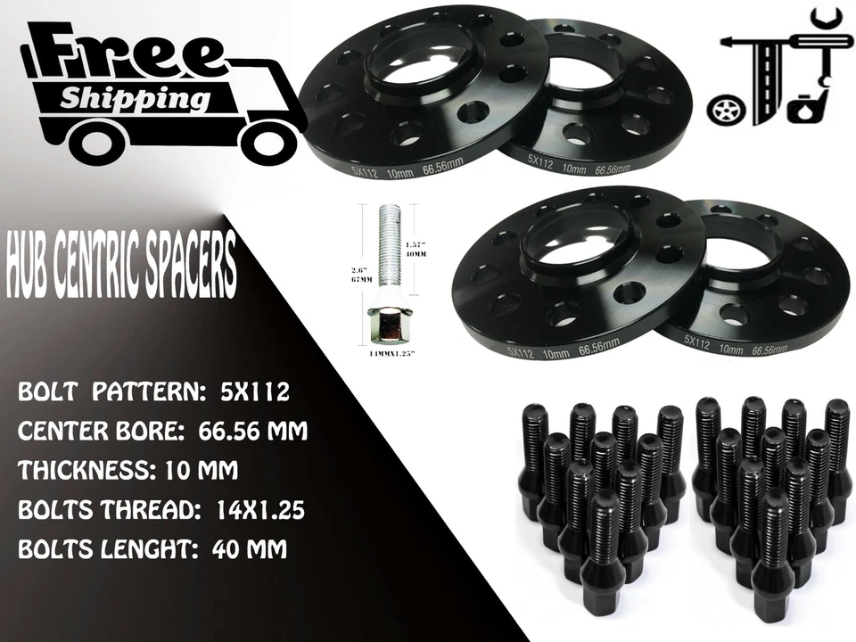 Espaciador de rueda 4 piezas 10 mm de espesor 5x112 66,56 mm + 14x1,25 pernos 740i xDRIVE 2017-2018 Foto 2 de 3