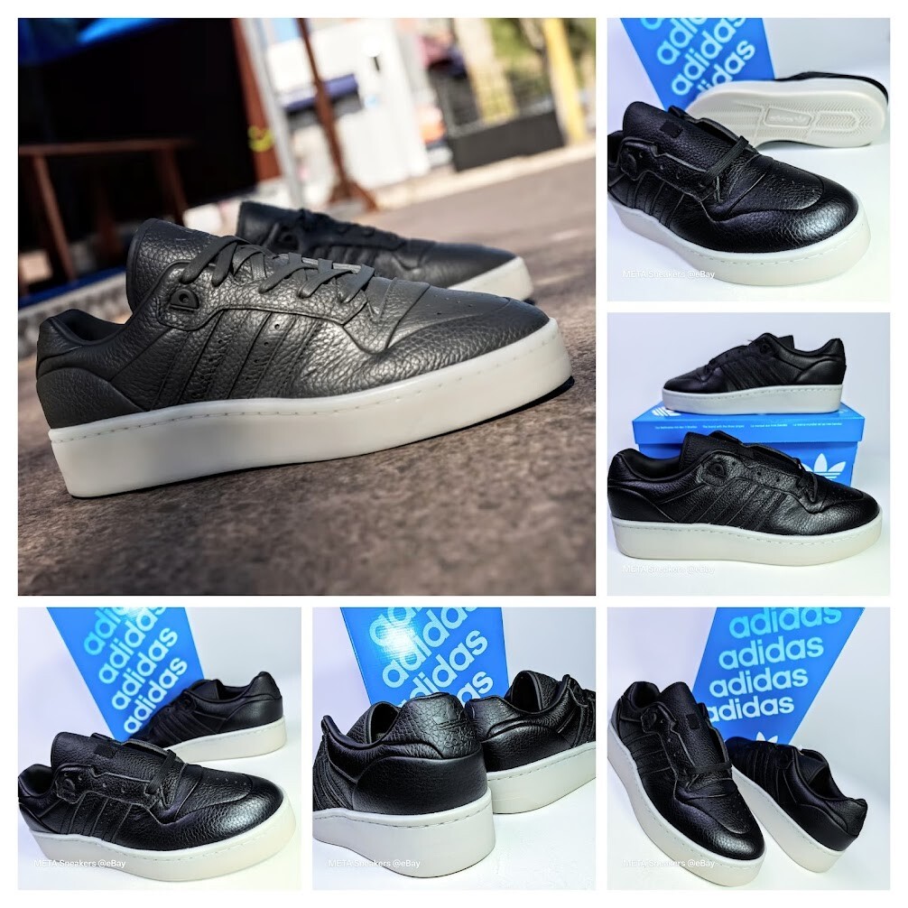 Adidas US 11 Men&apos;s Black&sol;White -Leather 80&apos;s Retro Rivalry Low Lux - ID3950 NIB
