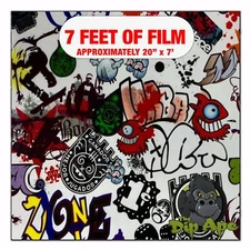 Hydrographic film Graffiti Sticker Bomb hydro dipping 7' x 20" hydro dip