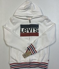 Levi Boys White Full Zip Hoodie Size M NWT