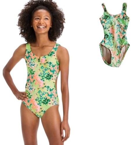 Art Class Girls One Piece Swim Suit Cut Out Size S 6/7 Tropical Multi Colors