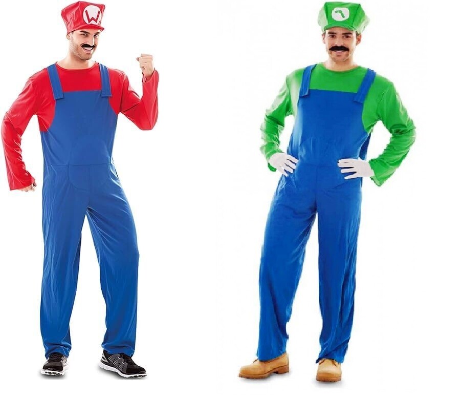 CARNEVALE HALLOWEEN VESTITO COSTUME TIPO SUPERMARIO E LUIGI ADULTO