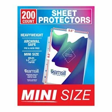 Samsill 200 Pack Mini Clear Heavyweight Sheet Protectors, 5.5  Assorted Sizes 