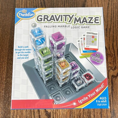 2014 Thinkfun Gravity Maze Falling Marble Logic Game 60 Challenges! BRAND NEW