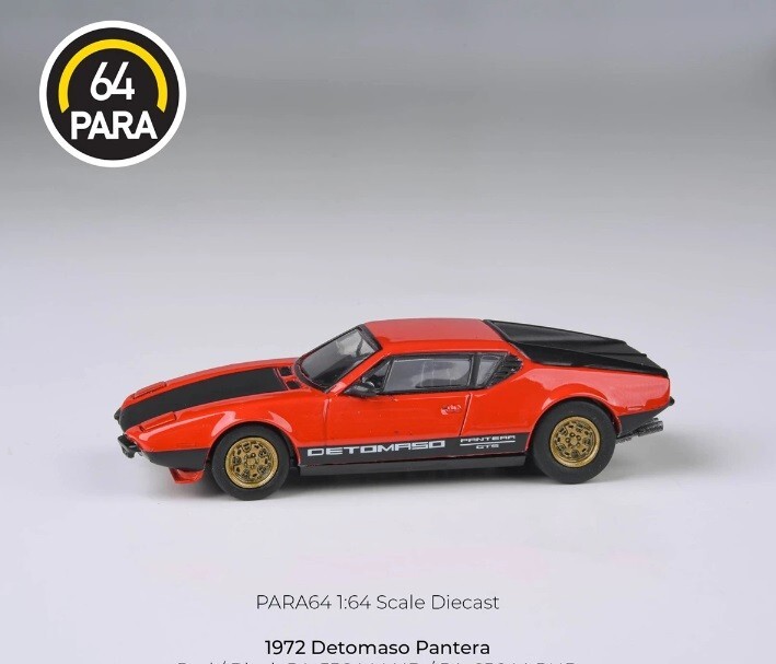 1/64 De Tomaso Pantera Lights Down (LHD) Red/BLK 1972 Model Car