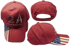 TRUMP 2024 2A USA Overlay 1791 2nd Amendment USA Flag On Bill Red Cap Hat 
